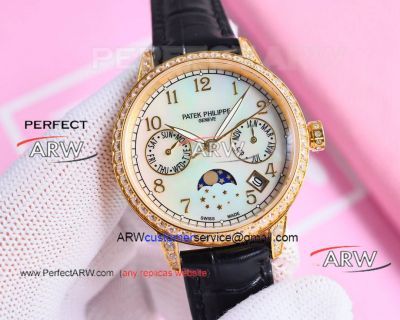 Replica TW factory Patek Philippe diamond case pearl shell face automatic mechanical watch 